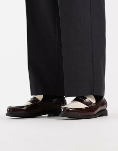 �G�C�\�X �����Y �V���[�Y �X���b�|���E���[�t�@�[ ASOS DESIGN penny loafers and cream BURGUNDY AND CREAM �N���[��