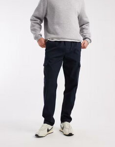 �G�C�\�X �����Y �{�g���X �J�W���A���p���c �J�[�S�p���c ASOS DESIGN slim pull on cargo pants NAVY �l�C�r�[