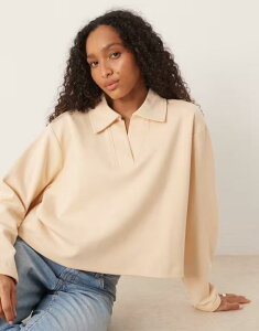 �G�C�\�X ���f�B�[�X �g�b�v�X T�V���c �Z�[�^�[ ASOS DESIGN interlock rugby style sweater in buttermilk