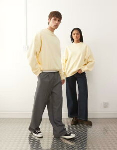 �R���[�W���� ���f�B�[�X �A�E�^�[ �p�[�J�[�E�X�E�F�b�g �V���c COLLUSION Unisex boxy sweatshirt in butter yellow �C�G���[