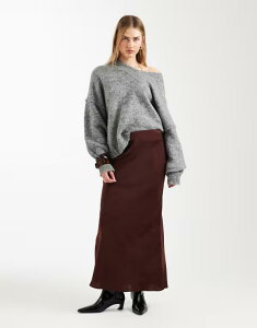 �G�C�\�X ���f�B�[�X �{�g���X�J�[�g �T�e�� �}�L�V ASOS DESIGN satin bias maxi skirt in chocolate �`���R���[�g