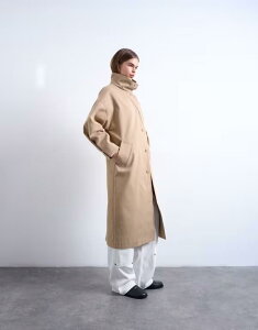 �g�b�v�V���b�v ���f�B�[�X �A�E�^�[ �R�[�g �X�^���h�l�b�N Topshop oversized clean funnel neck trench coat BEIGE �x�[�W��