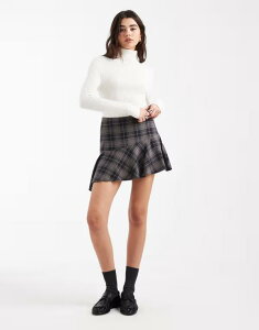 �G�C�\�X ���f�B�[�X �{�g���X�J�[�g �~�j ASOS DESIGN drop waist mini skirt in brushed check Brown Brushed Check �u���E��