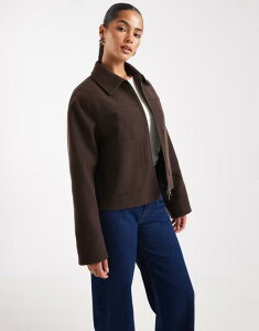 �G�C�\�X ���f�B�[�X �A�E�^�[ �W���P�b�g�E�u���]�� ASOS DESIGN top collar zip up jacket in chocolate �`���R���[�g