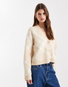 �~�X�Z���t�t���b�W ���f�B�[�X �A�E�^�[ �J�[�f�B�K�� Misselfridge oversized check cardigan in buttermilk �`�F�b�N