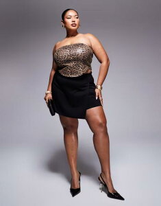 �G�C�\�X ���f�B�[�X �{�g���X �n�[�t�p���c�E�V���[�c ASOS Curve ASOS DESIGN Curve cleangled hem skort Black �u���b�N