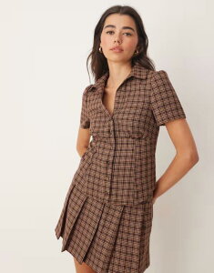 �~�X�Z���t�t���b�W ���f�B�[�X �g�b�v�X �V���c Misselfridge tailored shirt in plaid - part of a set PLAID �`�F�b�N