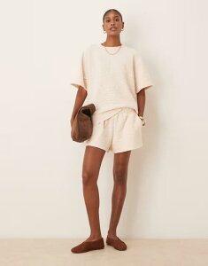 �G�C�\�X ���f�B�[�X �{�g���X �n�[�t�p���c�E�V���[�c �t�����[�� �V���[�g�p���c �t�����[ ASOS DESIGN floral jacquard shorts in cream - part of a set CREAM �N���[��