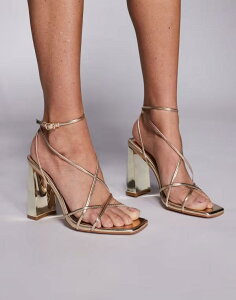 �V�~ ���f�B�[�X �V���[�Y �T���_�� �q�[�� SIMMI ShoesIMMI London Carmela strappy block heeled sandals Gold Metallic �S�[���h