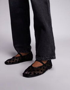 �p�u���b�N�f�U�C�A ���f�B�[�X �V���[�Y �p���v�X �h�b�g�� �h�b�g ���b�V�� Public Desire Lullaby polka dot ballet flats mesh Black �u���b�N