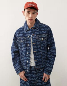 �A�C�X�N���[�� �����Y �A�E�^�[ �W���P�b�g�E�u���]�� �f�j�� ICECREAMonogram denim trucker jacket in mid wash blue - part of a set Blue monogram �u���[