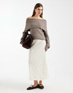 �G�C�\�X ���f�B�[�X �{�g���X�J�[�g �T�e�� �}�L�V ASOS DESIGN crushed satin maxi skirt in winter white �z���C�g