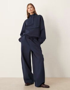 �G�C�\�X ���f�B�[�X �{�g���X �J�W���A���p���c �X�E�F�b�g�p���c ASOS DESIGN interlock sweatpants - part of a set NAVY �l�C�r�[