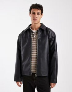 �G�C�\�X �����Y �A�E�^�[ �W���P�b�g�E�u���]�� ���U�[ �t�F�C�N���U�[ ASOS DESIGN faux leather harrington jacket Black �u���b�N