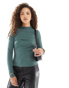 �I�����[ ���f�B�[�X �g�b�v�X T�V���c �n�C�l�b�N ���u ONLY lettucedge high neck ribbed top in teal �e�B�[��
