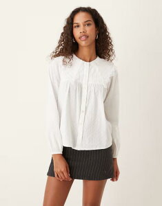 �m�[�o�f�B�[�Y �`���C���h ���f�B�[�X �g�b�v�X �V���c �u���E�X Nobody's Child Augusta button up blouse with oversized collar Ivory �A�C�{���[