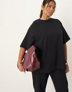�G�C�\�X ���f�B�[�X �g�b�v�X T�V���c ASOS Curve ASOS DESIGN Curve interlock raglan T-shirt - part of a set Black �u���b�N