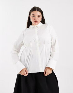 ���F�����[�_ ���f�B�[�X �g�b�v�X �V���c �E�G�X�g�}�[�N Vero Moda Curve cinched waist shirt Snowhite �z���C�g