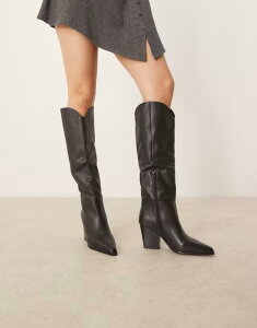 �A���h ���f�B�[�X �V���[�Y �u�[�c�E���C���u�[�c ���U�[ ALDO Kaely western detail knee high boots in leather Black �u���b�N