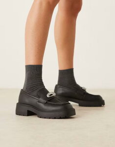�J���o���N���C�� ���f�B�[�X �V���[�Y �X���b�|���E���[�t�@�[ Calvin Klein chunky buckle loafers Ck black �u���b�N