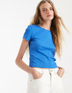 ���F�����[�_ ���f�B�[�X �g�b�v�X T�V���c ���u Vero Moda ribbed round neck T-shirt inebula Nebulas blue �u���[