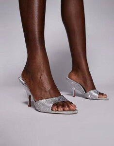 �}���S ���f�B�[�X �V���[�Y �T���_�� �q�[�� Mango featuring Kaia Gerber heeled sandals rhinestonesILVER �V���o�[