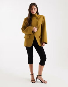 �G�C�\�X ���f�B�[�X �A�E�^�[ �W���P�b�g�E�u���]�� �u���U�[ ASOS DESIGN wrap front oversized blazer Khaki �J�[�L