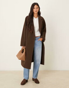 �G�C�\�X ���f�B�[�X �A�E�^�[ �R�[�g ASOS DESIGN throw on overcoat in chocolate Brown �u���E��
