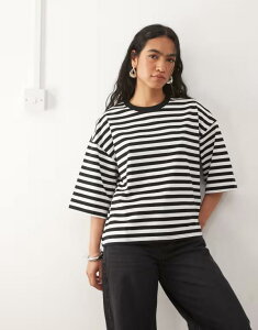 �m�C�W�[���C ���f�B�[�X �g�b�v�X T�V���c Noisy May boxy tee stripe Black �u���b�N