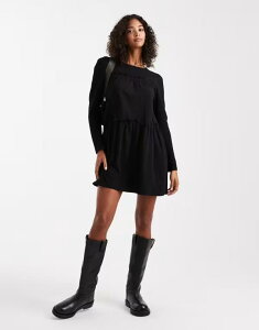 �~�X�Z���t�t���b�W ���f�B�[�X �g�b�v�X �����s�[�X �t���� �~�j Misselfridge ruffle smock mini dress Black �u���b�N
