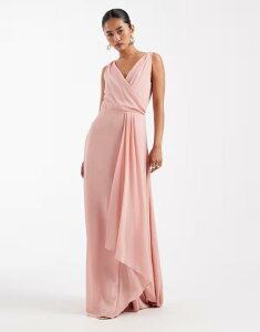 �e�B�G�t�G�k�V�[ ���f�B�[�X �g�b�v�X �����s�[�X �V�t�H�� �}�L�V TFNC Bridesmaid Yida chiffon maxi dress with twist detail PINK �s���N