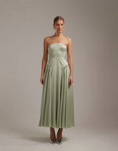 �G�C�\�X ���f�B�[�X �g�b�v�X �����s�[�X �^�C�f�B�e�[�� ASOS DESIGN Bridesmaids drop waistie detail camidaxi dress in sage GREEN �O���[��