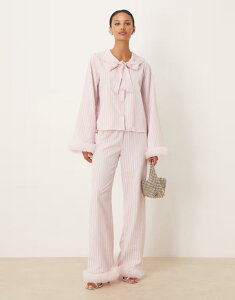 �V�X�^�[�W���� ���f�B�[�X �{�g���X �J�W���A���p���c �`���[�� Sister Jane Wonder tulle trim pants in light pink stripes - part of a set PINK �s���N