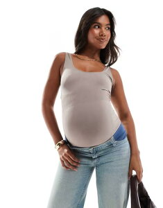 �}�}���C�V�A�X ���f�B�[�X �g�b�v�X �x�X�g �}�^�j�e�B Mama.licious Mamalicious Maternity seamless tank top in taupe �g�[�v