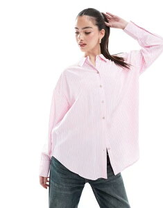���F�����[�_ ���f�B�[�X �g�b�v�X �V���c Vero Moda oversized shirt and white stripe BONBON STRIPE �X�g���C�v