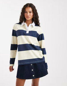 �~�X�Z���t�t���b�W ���f�B�[�X �g�b�v�X T�V���c Misselfridge oversized rugby shirt and buttermilk stripe �X�g���C�v
