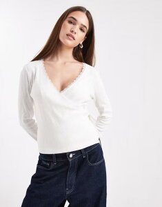 �~�X�Z���t�t���b�W ���f�B�[�X �g�b�v�X �V���c Misselfridge pointelle wrap top in cream �N���[��
