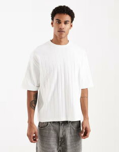 �G�C�\�X �����Y �g�b�v�X T�V���c �����b�N�X�t�B�b�g ASOS DESIGN relaxed fit-shirtextured rib WHITE �z���C�g