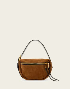 �I�[���Z�C���c ���f�B�[�X �o�b�O �~�j �X�G�[�h ���U�[ AllSaints Noemie leather suede mini shoulder bag in tan Tobacco brown �u���E��