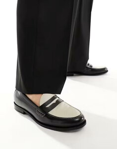 �E�H�[�N�����h�� �����Y �V���[�Y �X���b�|���E���[�t�@�[ ���U�[ Walk London Torbole Saddle Loafers and Off White Leather Black �u���b�N