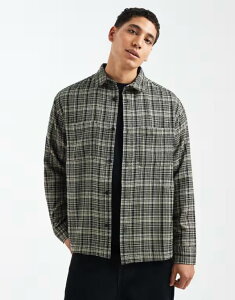 �G�C�\�X �����Y �g�b�v�X �V���c ASOS DESIGN relaxed plaid shirt BROWN �u���E��