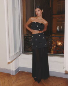 �t�H�[�X&���b�N���X ���f�B�[�X �g�b�v�X �V���c 4th & Reckless embellished bandeau crop top - part of a set Black �u���b�N