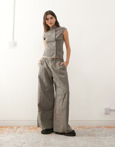 �E�B�[�N�f�C ���f�B�[�X �{�g���X �J�W���A���p���c �o���[���t�B�b�g Weekday super baggy balloon fit pants in washed gray - part of a set Washed gray �O���[