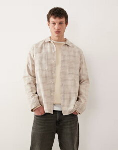 �G�C�\�X �����Y �g�b�v�X �V���c ASOS DESIGN textured plaid overshirt BEIGE �x�[�W��
