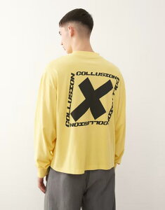 �R���[�W���� �����Y �g�b�v�X T�V���c �v�����g COLLUSION printed t-shirt in yellow �C�G���[