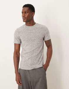 �G�C�\�X �����Y �g�b�v�X T�V���c ASOS DESIGN heavyweight slim T-shirt heather brushed texture Gray Heather �O���[