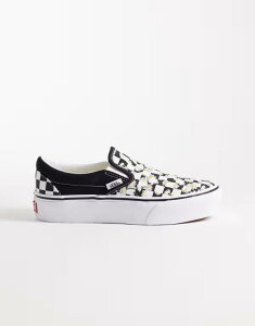 �o���Y ���f�B�[�X �V���[�Y �X�j�[�J�[ �v���b�g�t�H�[�� Vans Classic Slip-On platform sneakers with flower detail Black �u���b�N