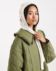 �~�X�Z���t�t���b�W ���f�B�[�X �A�N�Z�T���[ �X�q �h�J �j�b�g Misselfridge cablembroidered knit bonnet in cream �N���[��