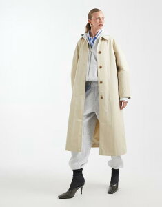 �G�C�\�X ���f�B�[�X �A�E�^�[ �R�[�g ASOS DESIGN longline trench coat with pleat detail in stone �X�g�[��