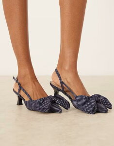 �O���}���X ���f�B�[�X �V���[�Y �q�[�� �h�b�g Glamorous kitten heel shoes with bows polka dots Caramel �l�C�r�[